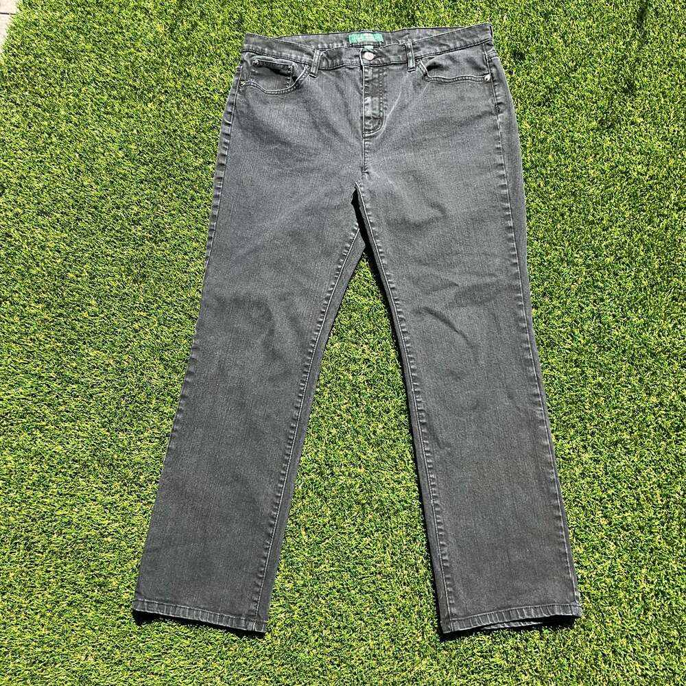 Ralph Lauren Women's Black Denim Jeans Classic Straight Fit Size 16